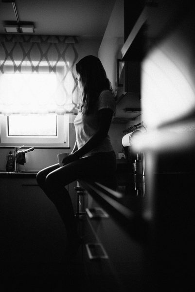 schwarz-weiß Boudoir Foto